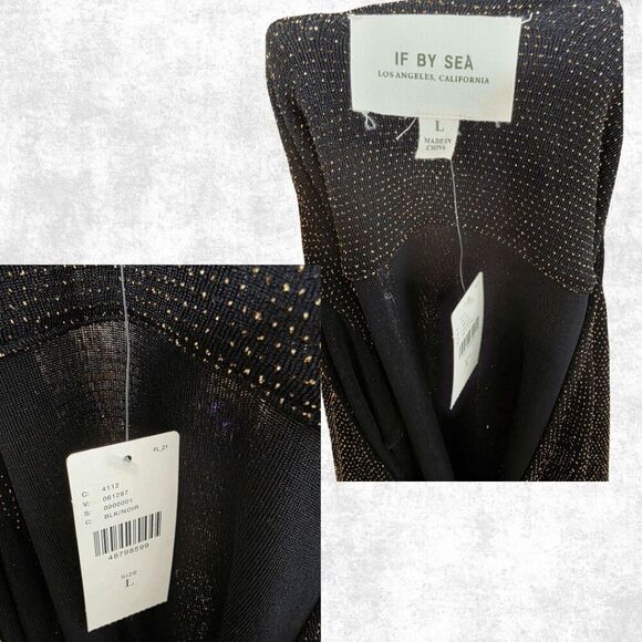 IF BY SEA Black & Gold Glitter Surplice Blouse – Size L (NWT) - Picture 7 of 8